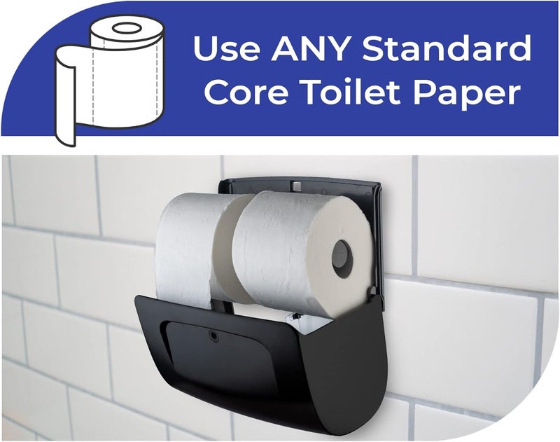 EnBath 2-Pack Commercial Toilet Paper Dispenser Wall Mount, Double (2 Roll) Locking Toilet Paper Holder (Black), Compact Two Roll, Side by Side Design Tissue Paper Dispenser - Image 3